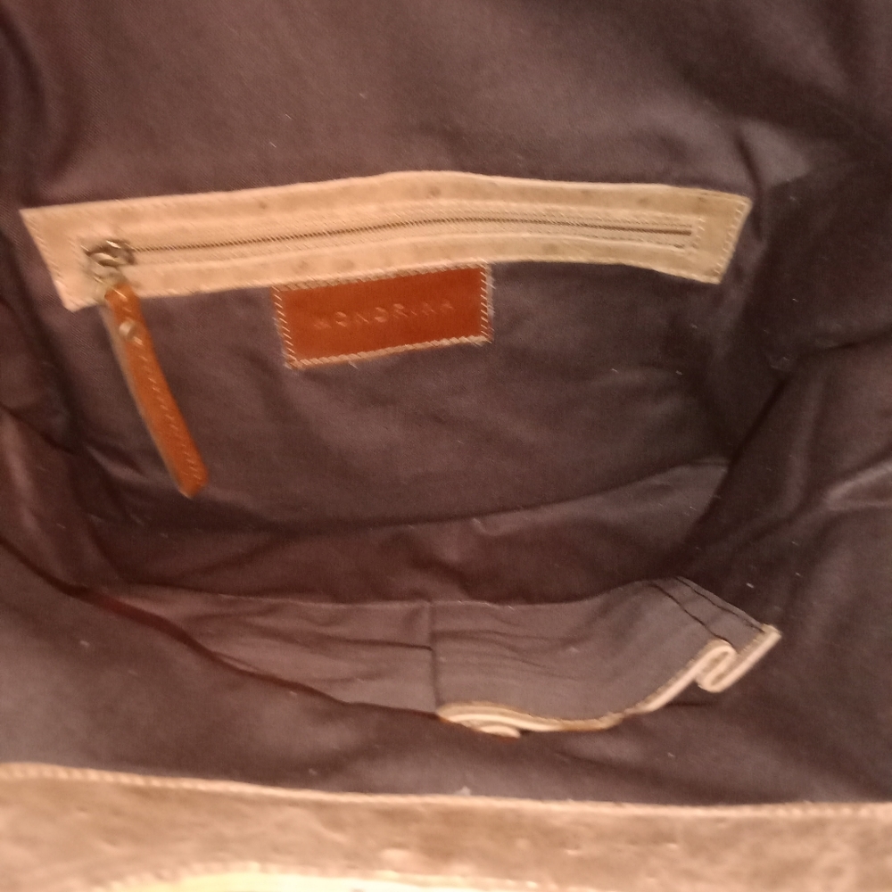 New Mondrina tote/clutch,half calf & Ostrich 13 1/2’ X 15 1/2’ X 10’ - Picture 4 of 5